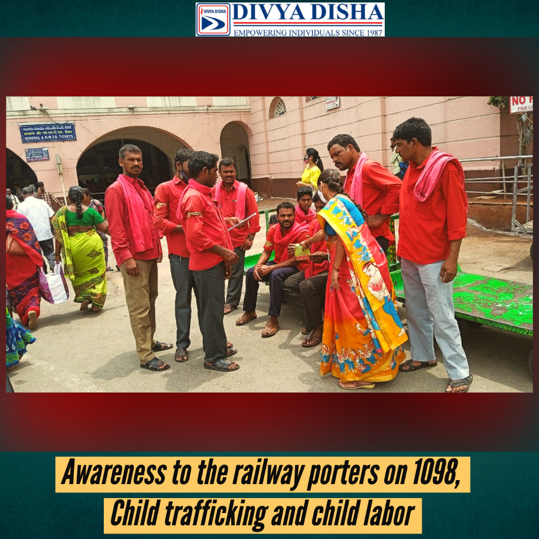 Awareness to the railway porters on 1098, Child trafficking and child labor